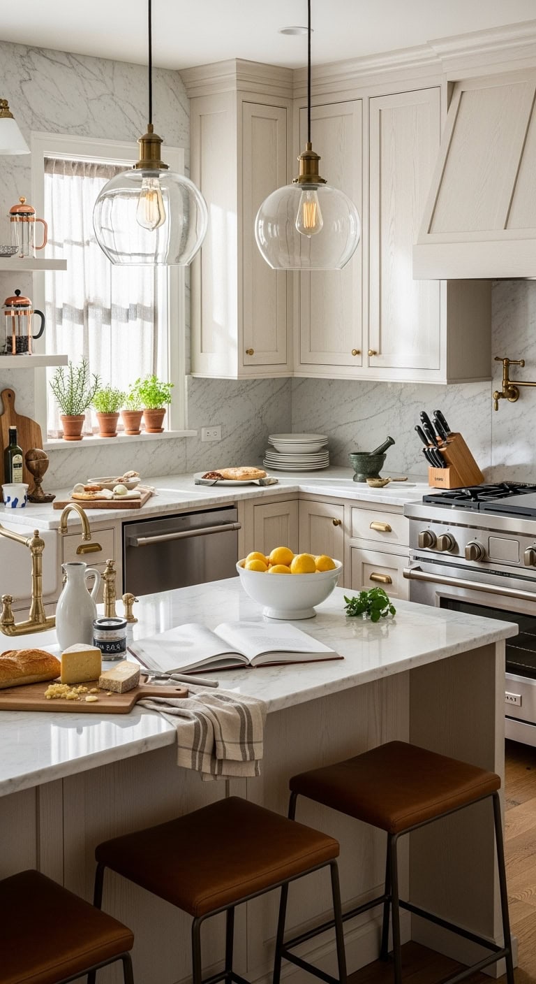 luxurious marble backsplash elevates kitchen design