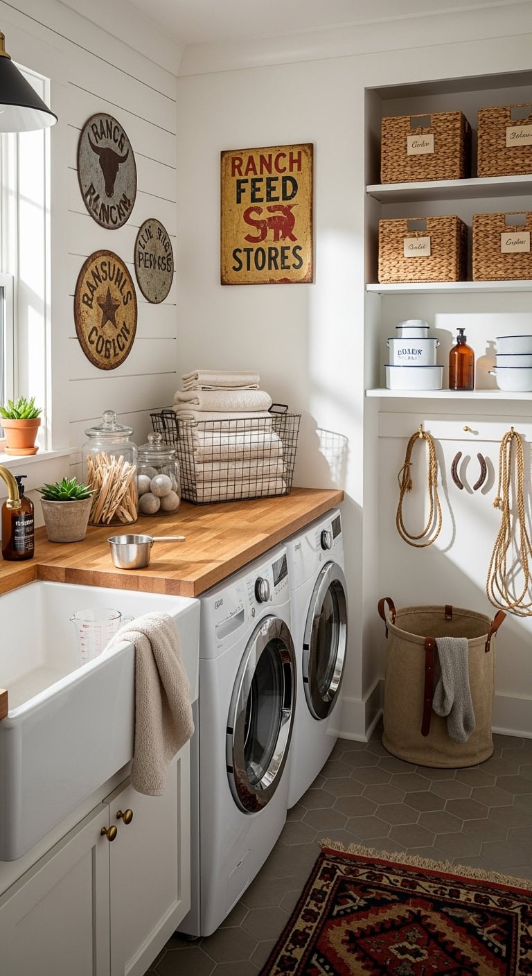 ranch inspired laundry room decor