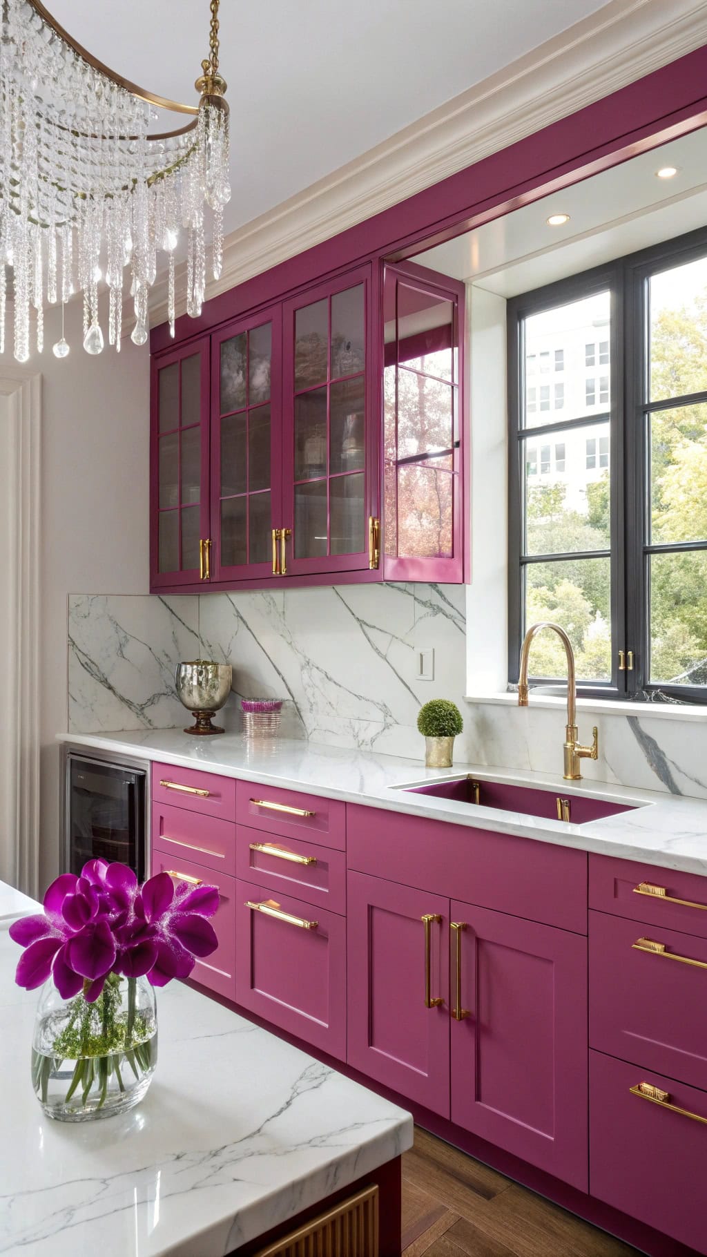 glamorous fuchsia kitchen design