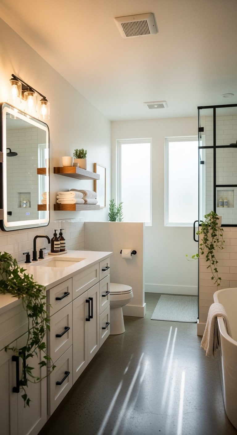 dramatic statement black floating mirrors