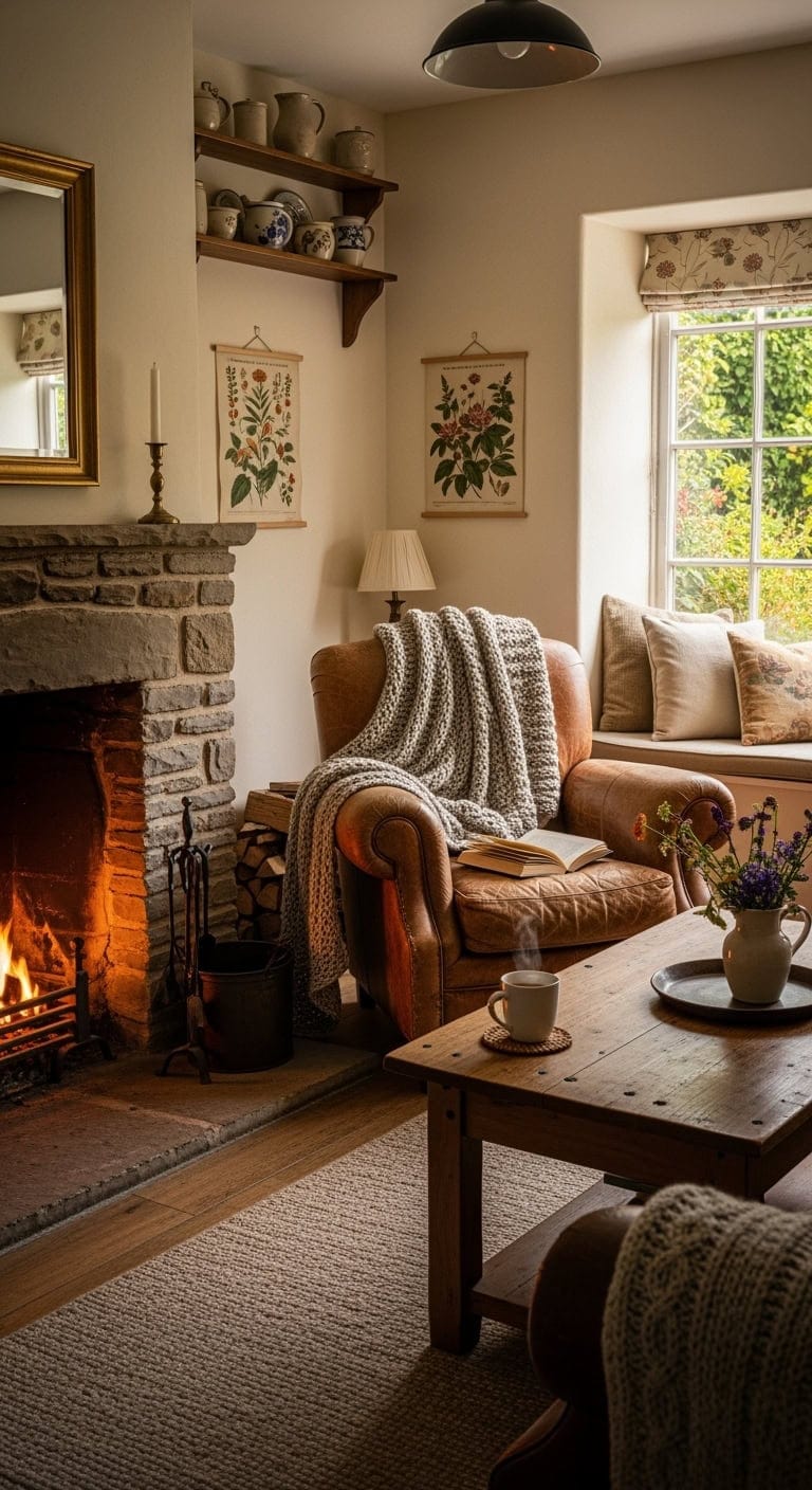 beige floral cottage living