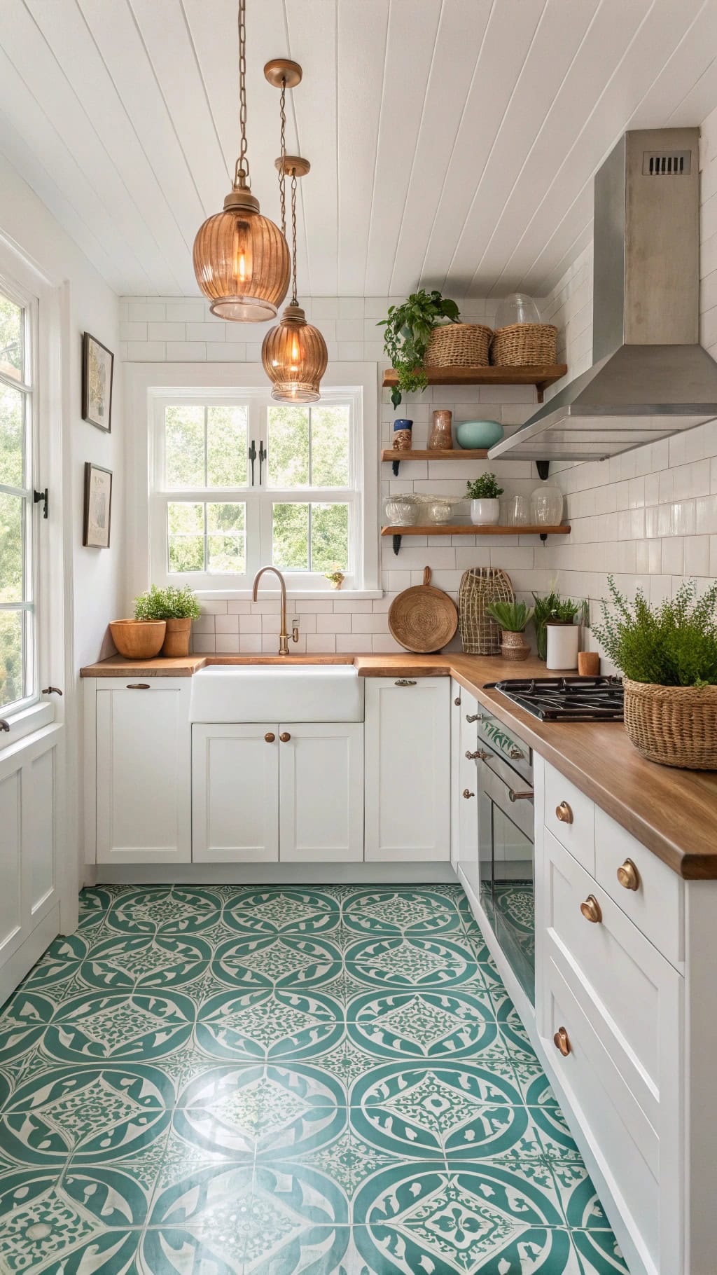 teal moroccan floor tiles