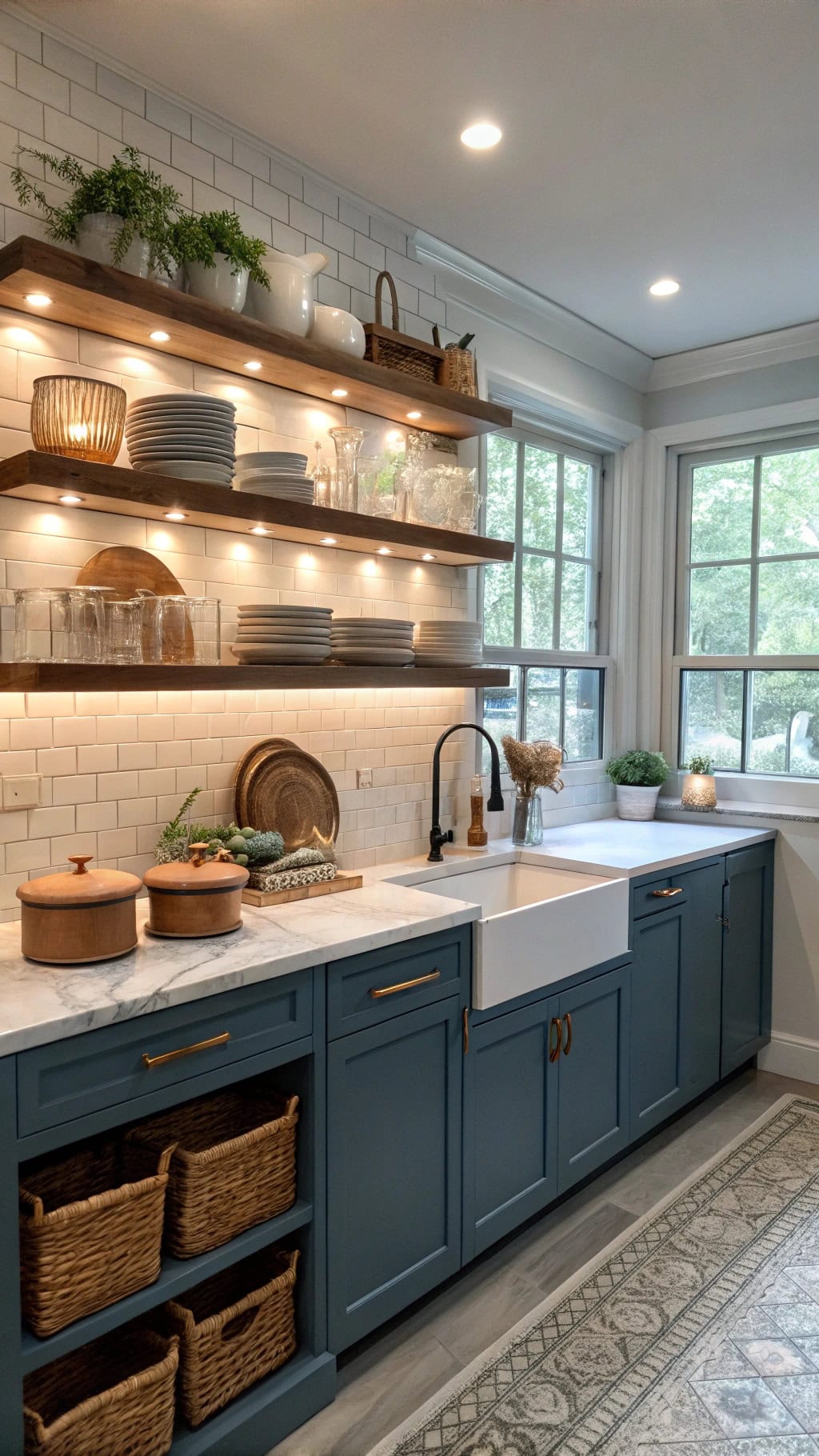 balanced open shelving display