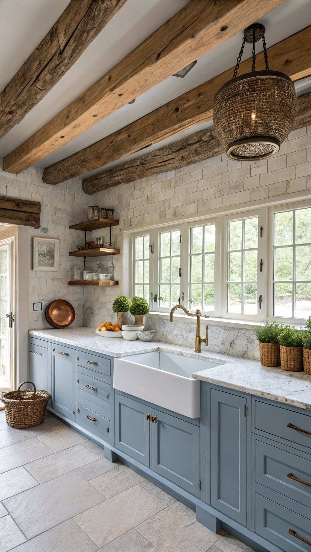 exposed beams enhance kitchens