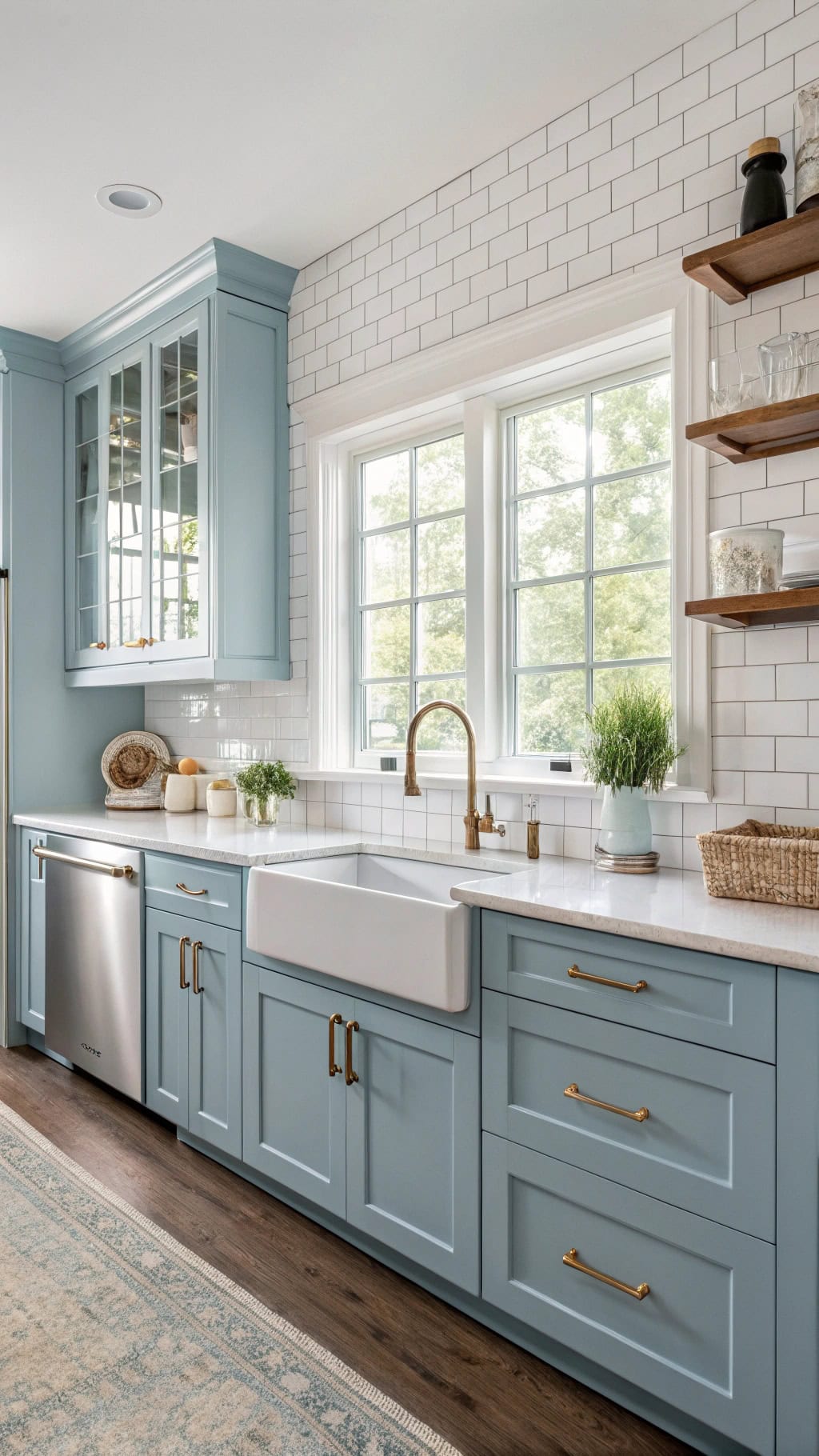 shaker cabinets in blue