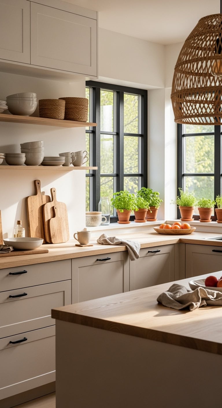 cozy scandinavian sand kitchen