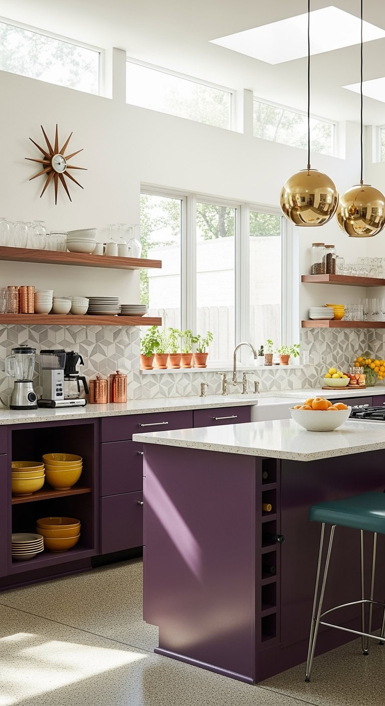retro chic plum kitchen vibes