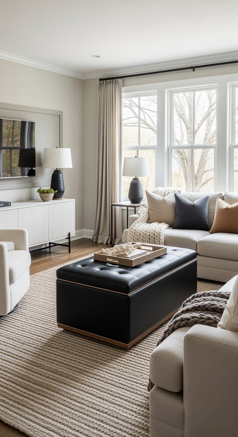 black ottoman neutral layers