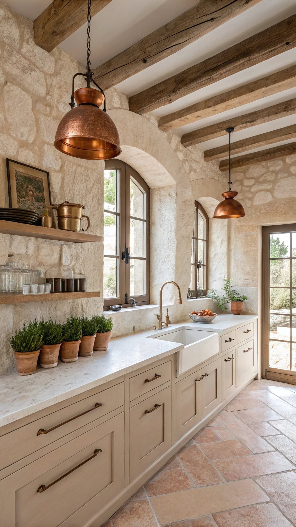 blush limestone kitchen elegance