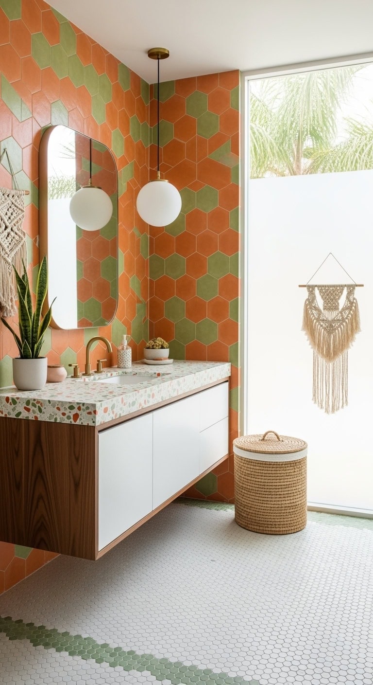 retro tangerine avocado tiles