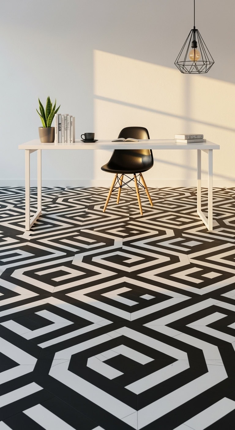 mesmerizing geometric floor tile pattern