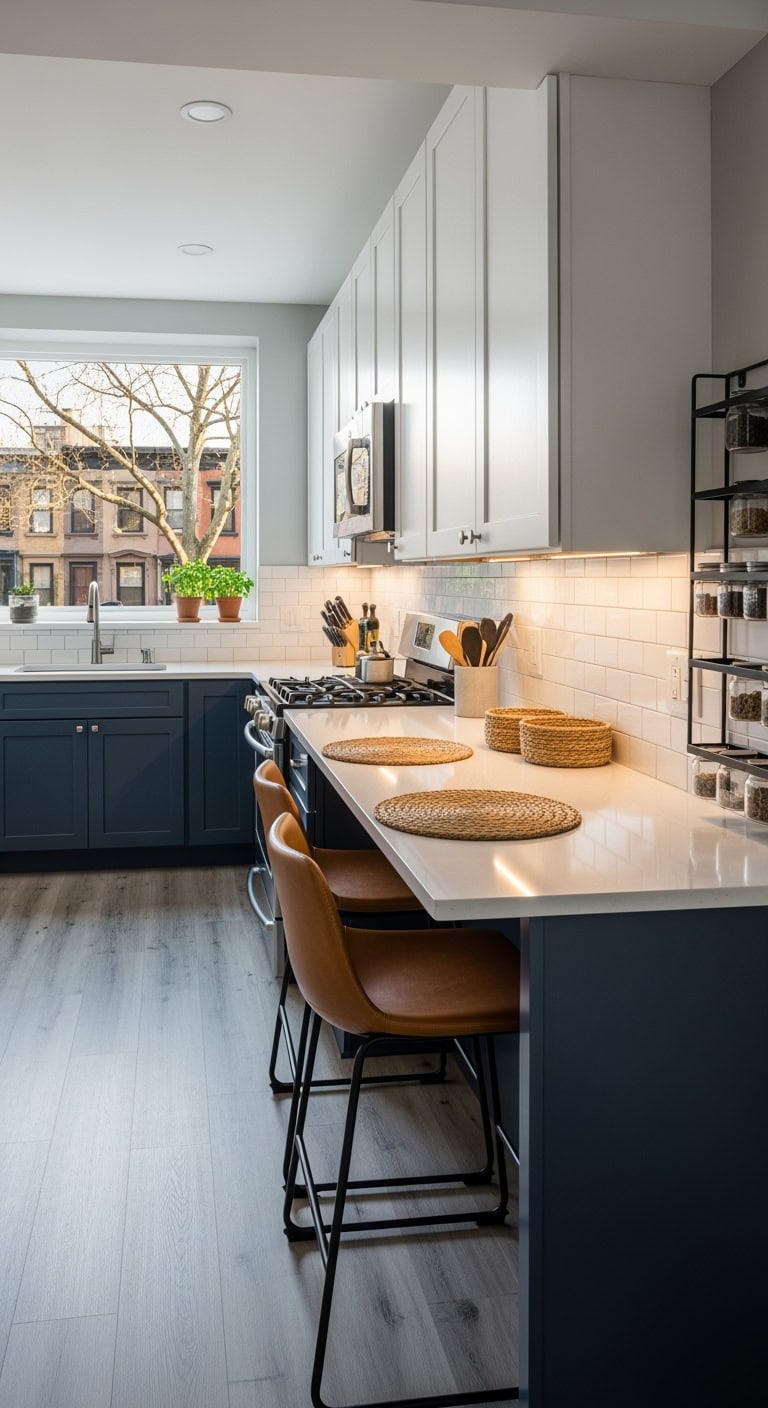 space saving breakfast bar overhang