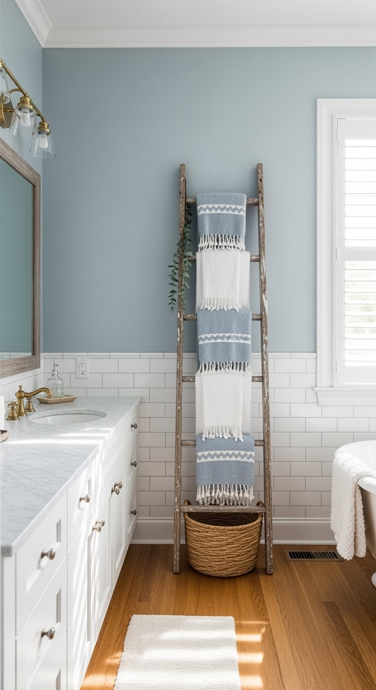 vintage farmhouse coastal towel display