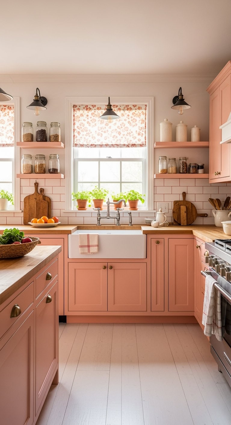 coral farmhouse kitchen charm