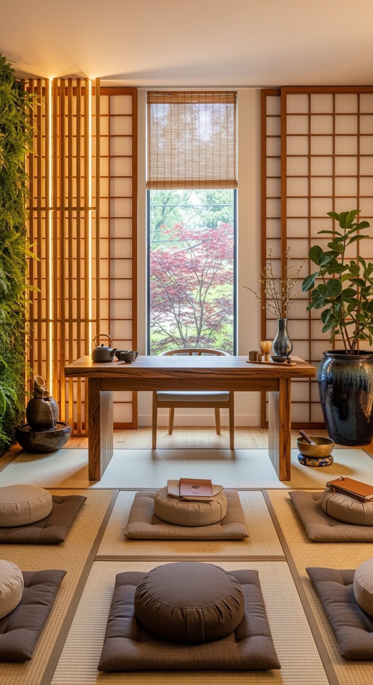 harmonious natural meditative workspace design