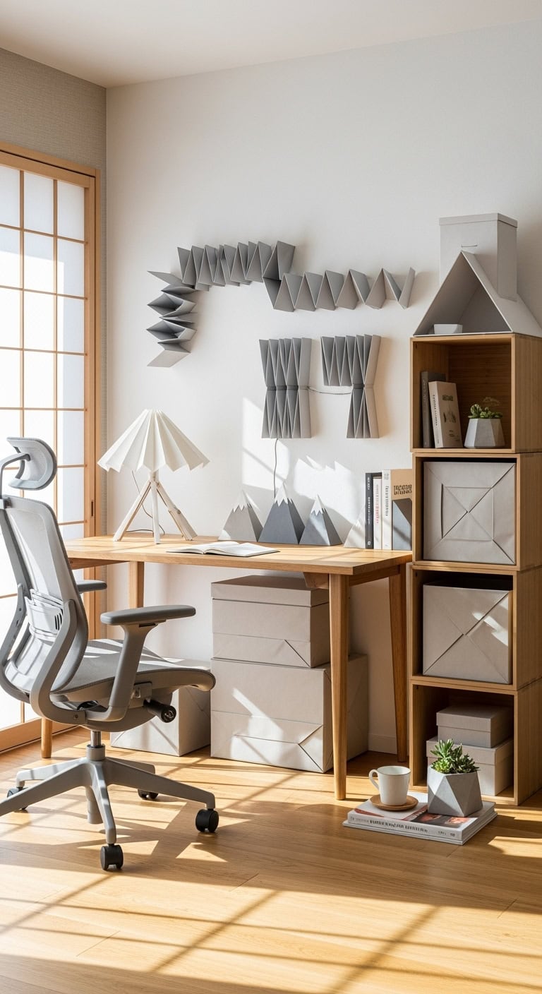 folding collapsible origami inspired desk organization solutions