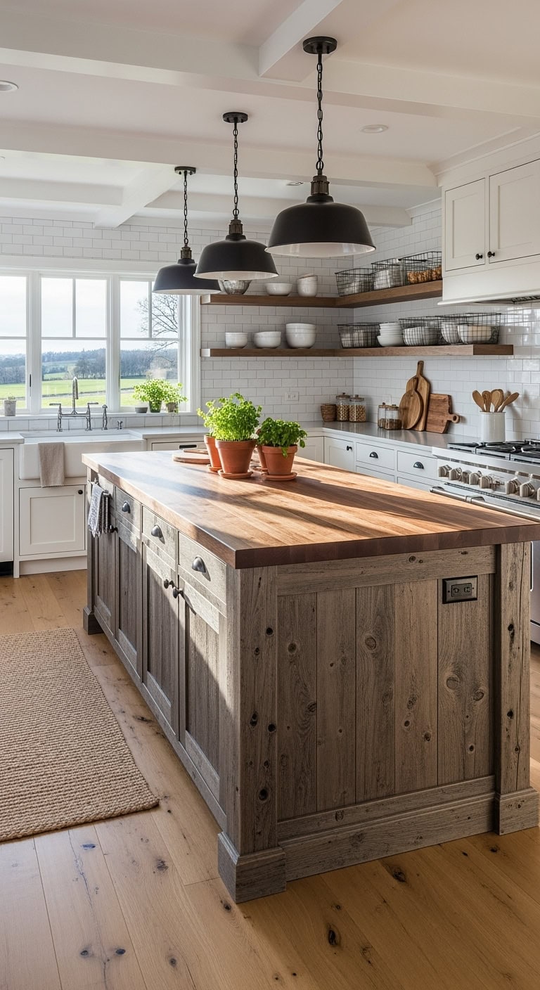 reclaimed barnwood butcher block island