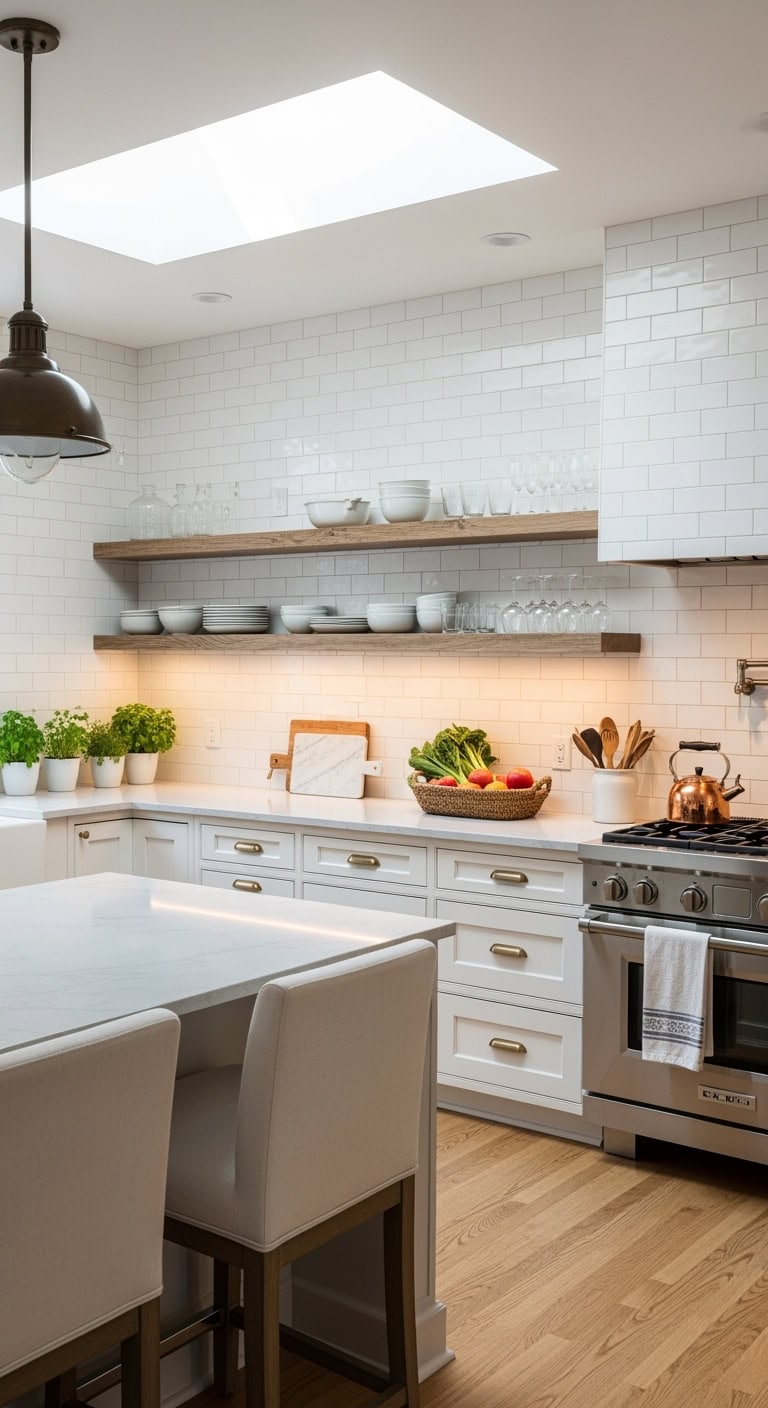serene minimalist white backsplash