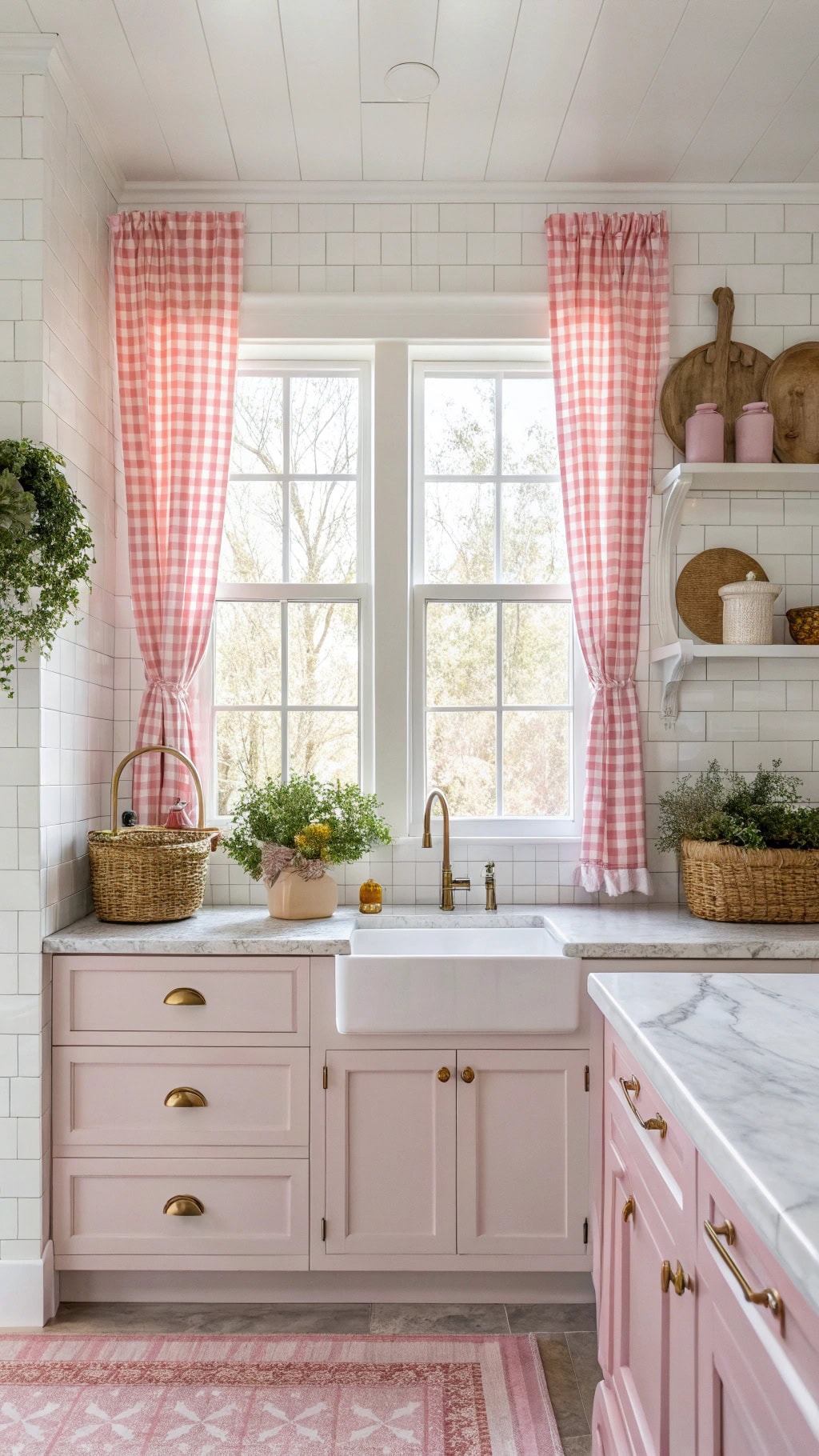 gingham curtains for kitchens