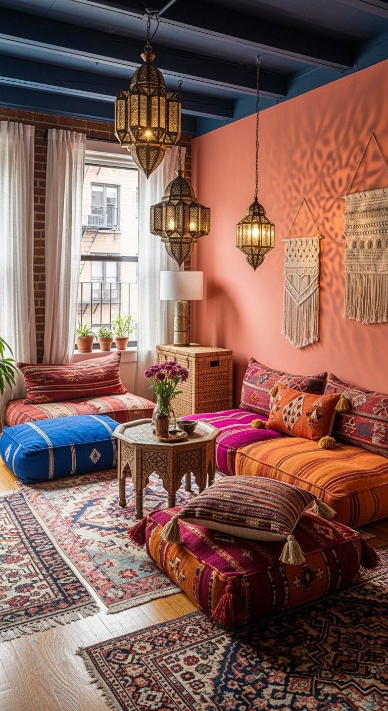 colorful moroccan low seating