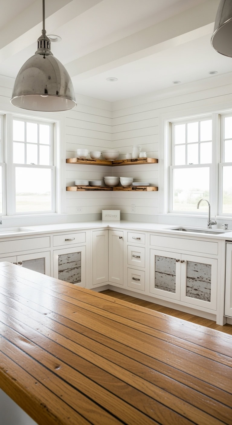 reclaimed boating accents for coastal kitchen