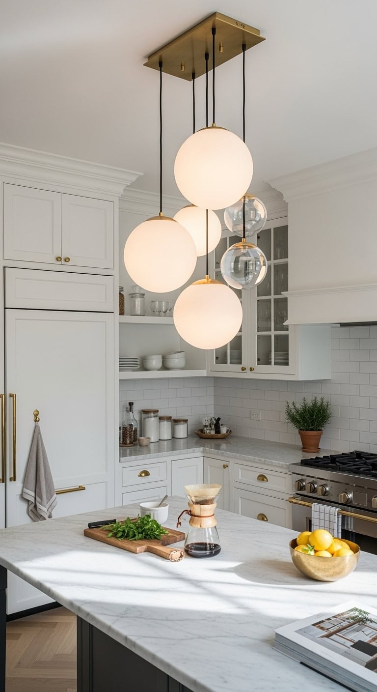 dreamy suspended clustered globe lighting