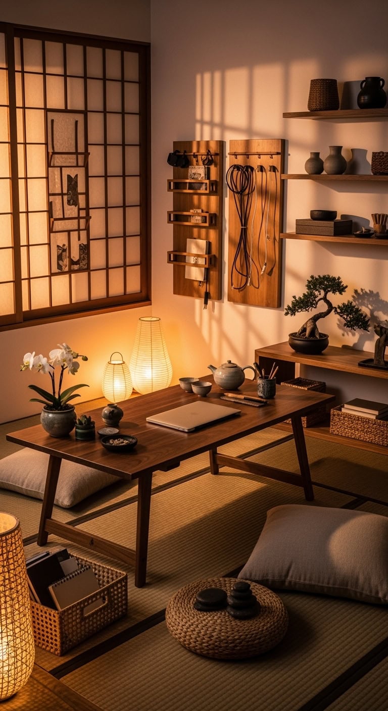 harmonious japanese inspired minimalist workspace