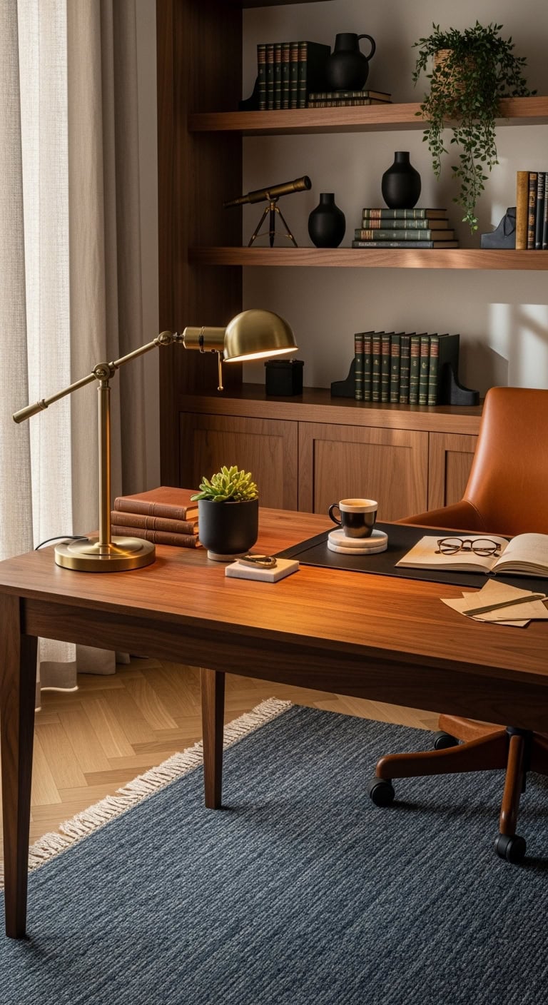 cozy luxe vintage inspired workspace