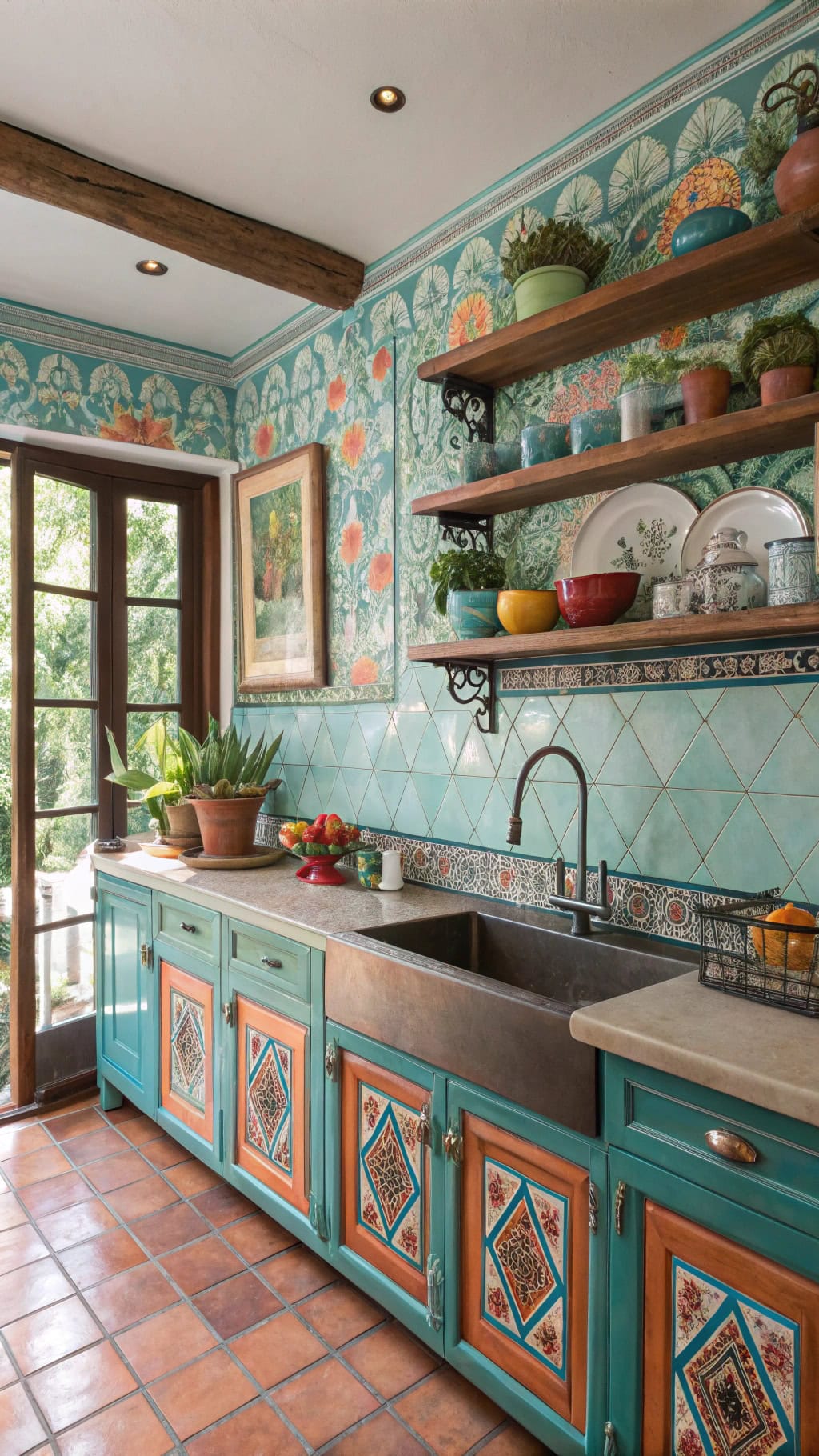 vibrant talavera tile kitchen