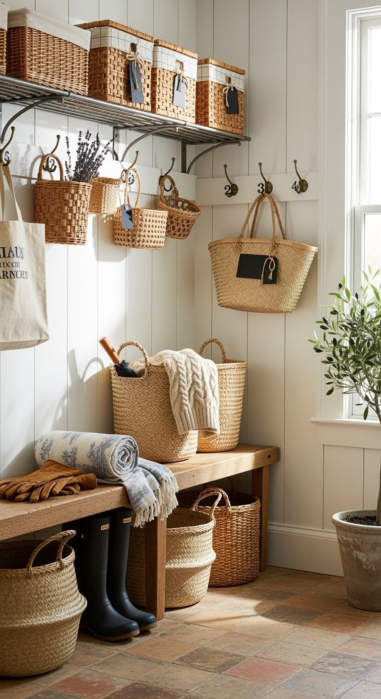 rustic woven basket storage charm