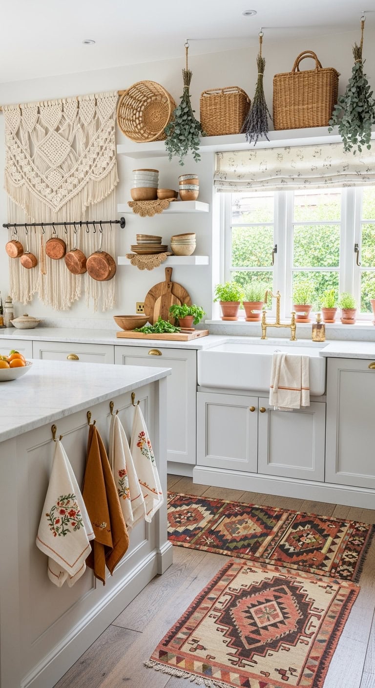 layered vintage textile art showcase