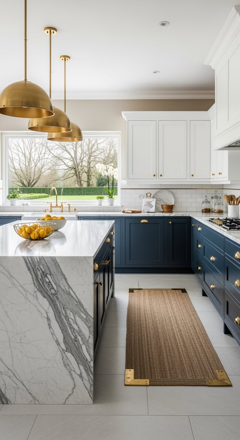 warm brass meets cool stone