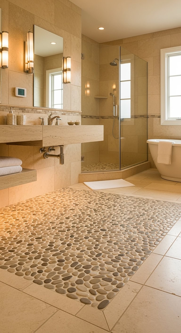 heated pebble floor luxurious home retreat