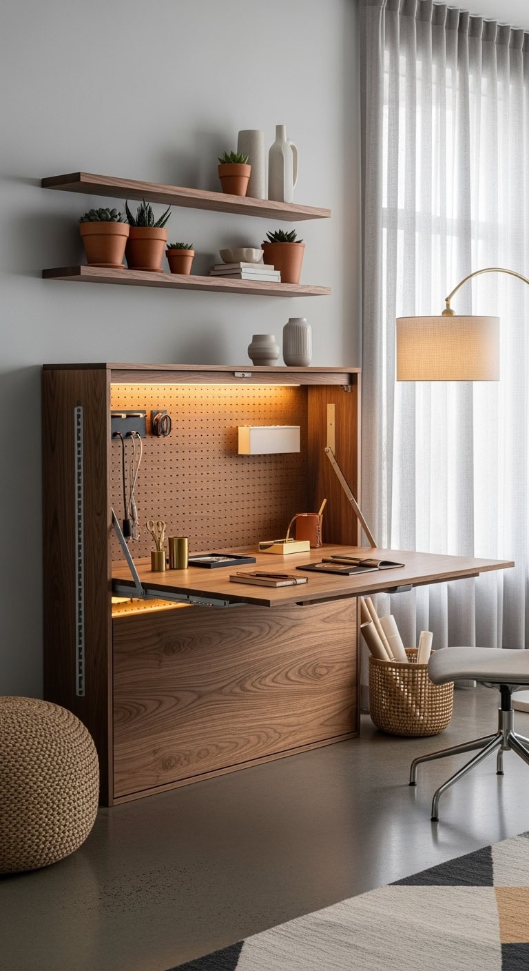 elegant hidden workspace with clever storage