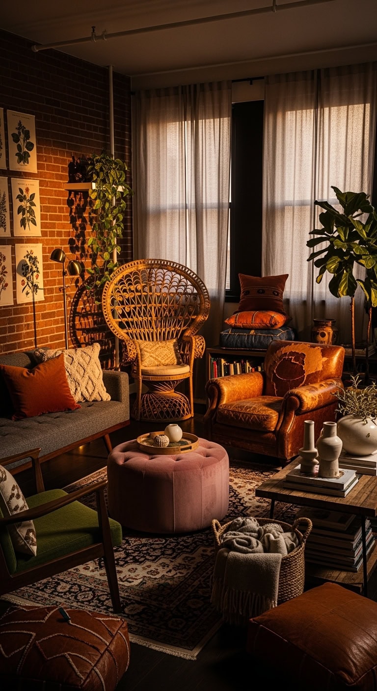 intentionally eclectic mismatched seating arrangement ideas