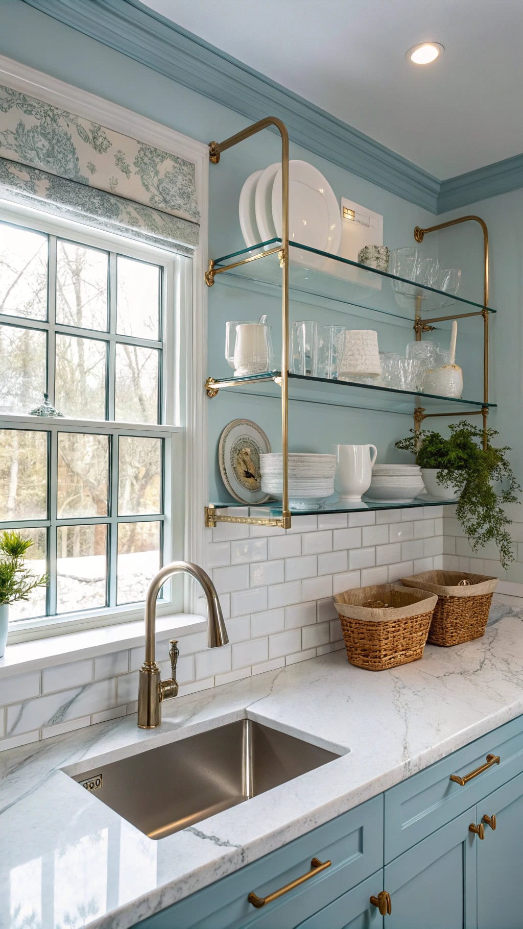 elegant floating glass shelves