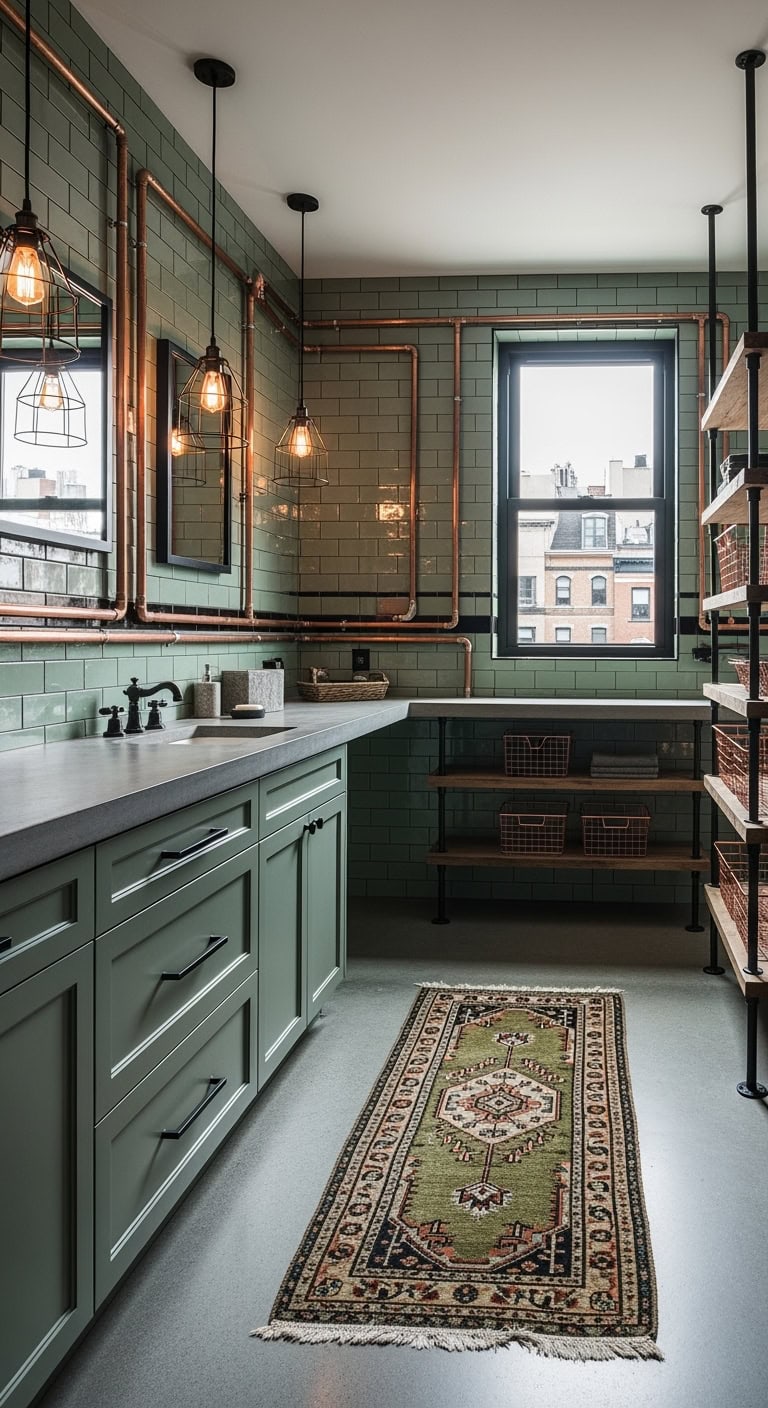 industrial army green with copper