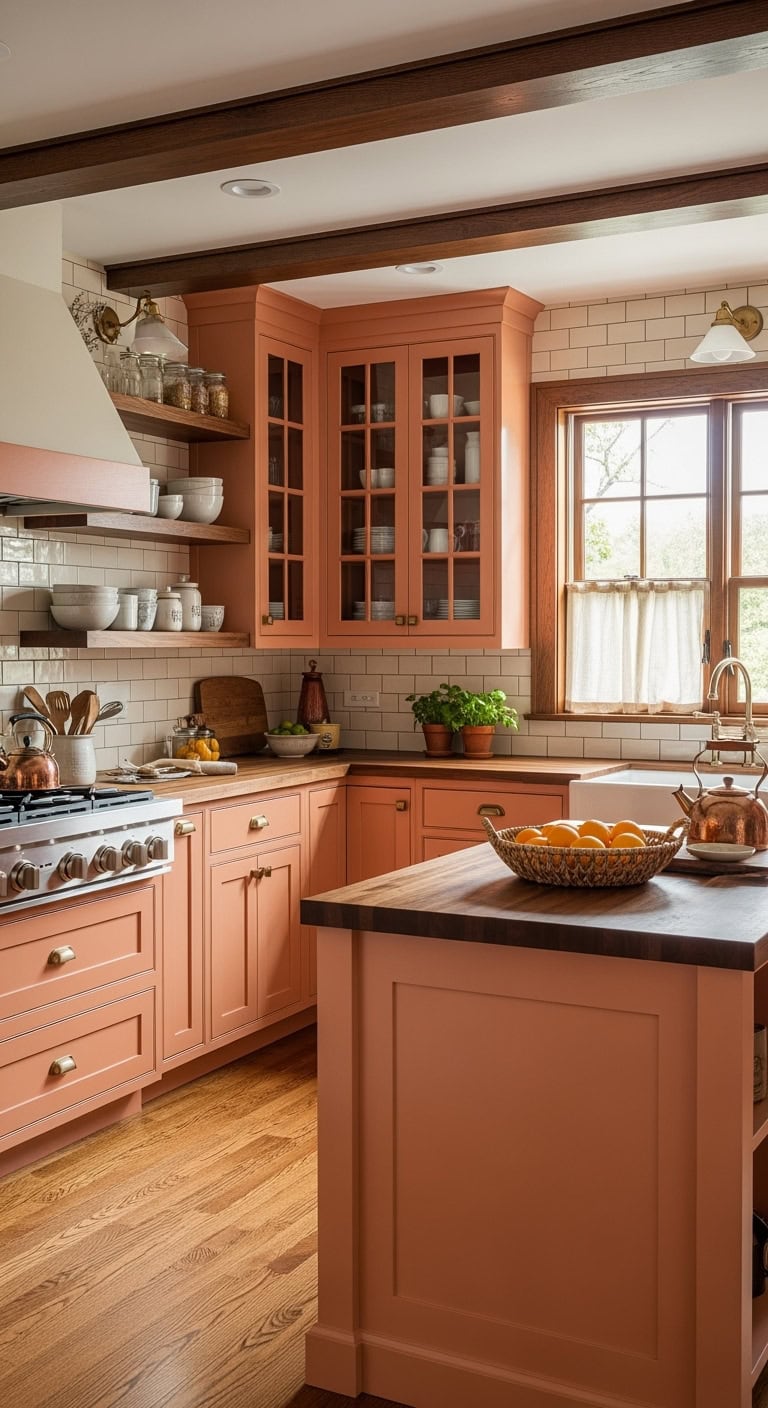 craftsman peach kitchen aesthetic