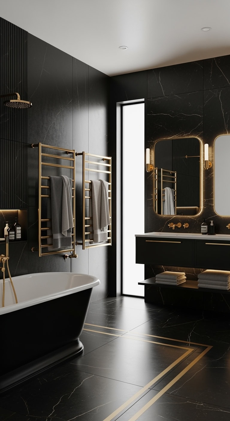 luxury bathroom accessories in brass