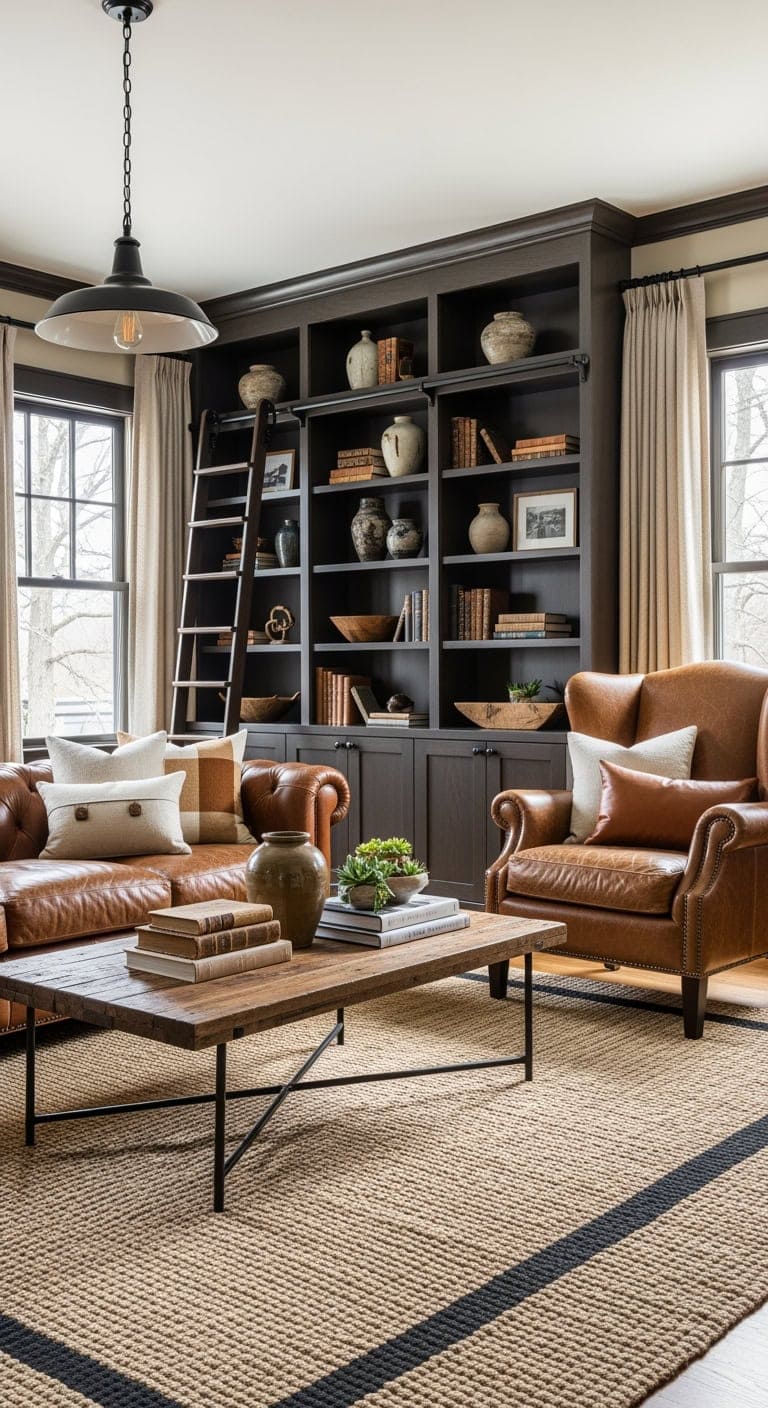 dark walnut built ins with black