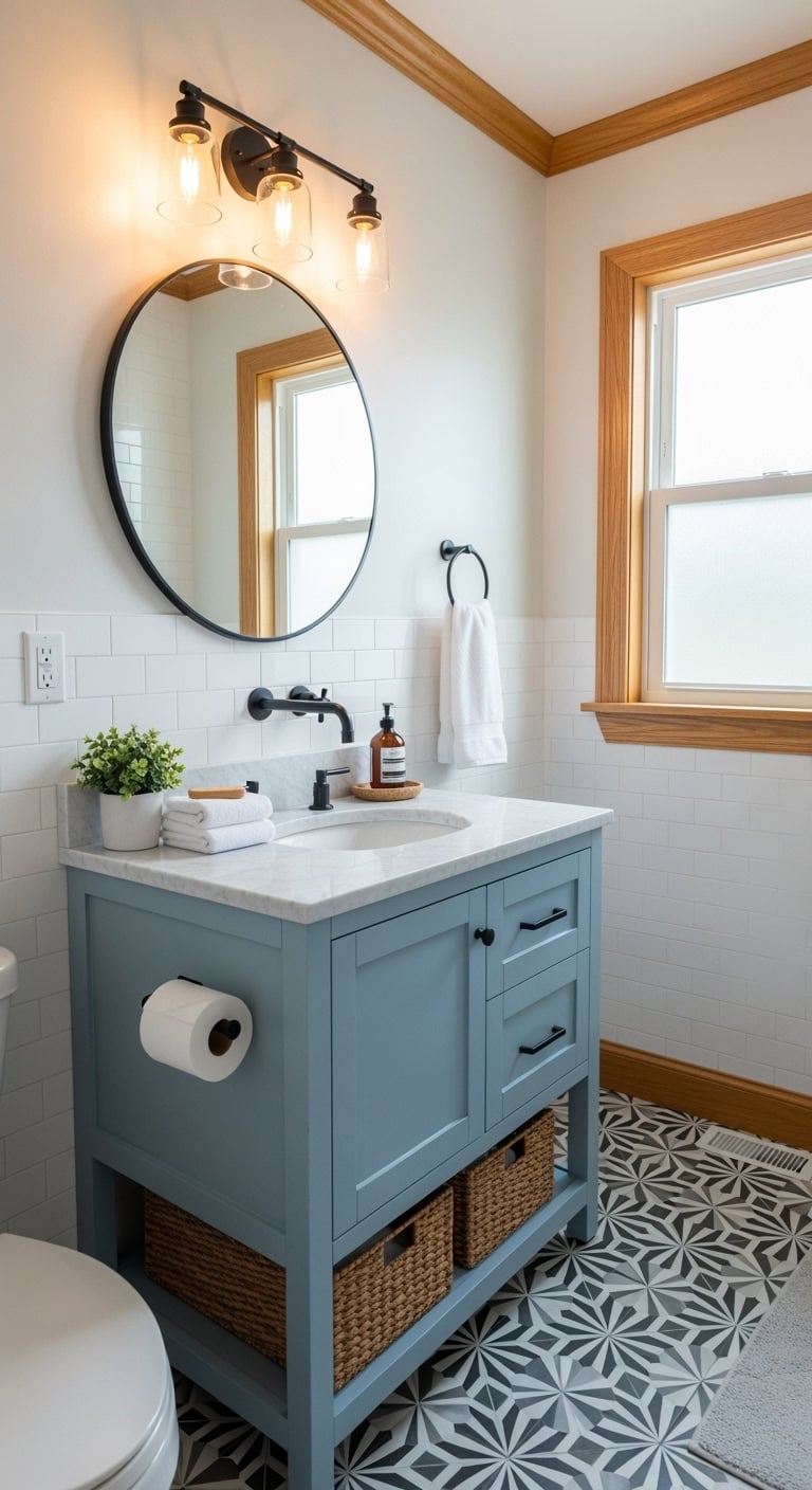 timeless calming luxurious powder blue vanity