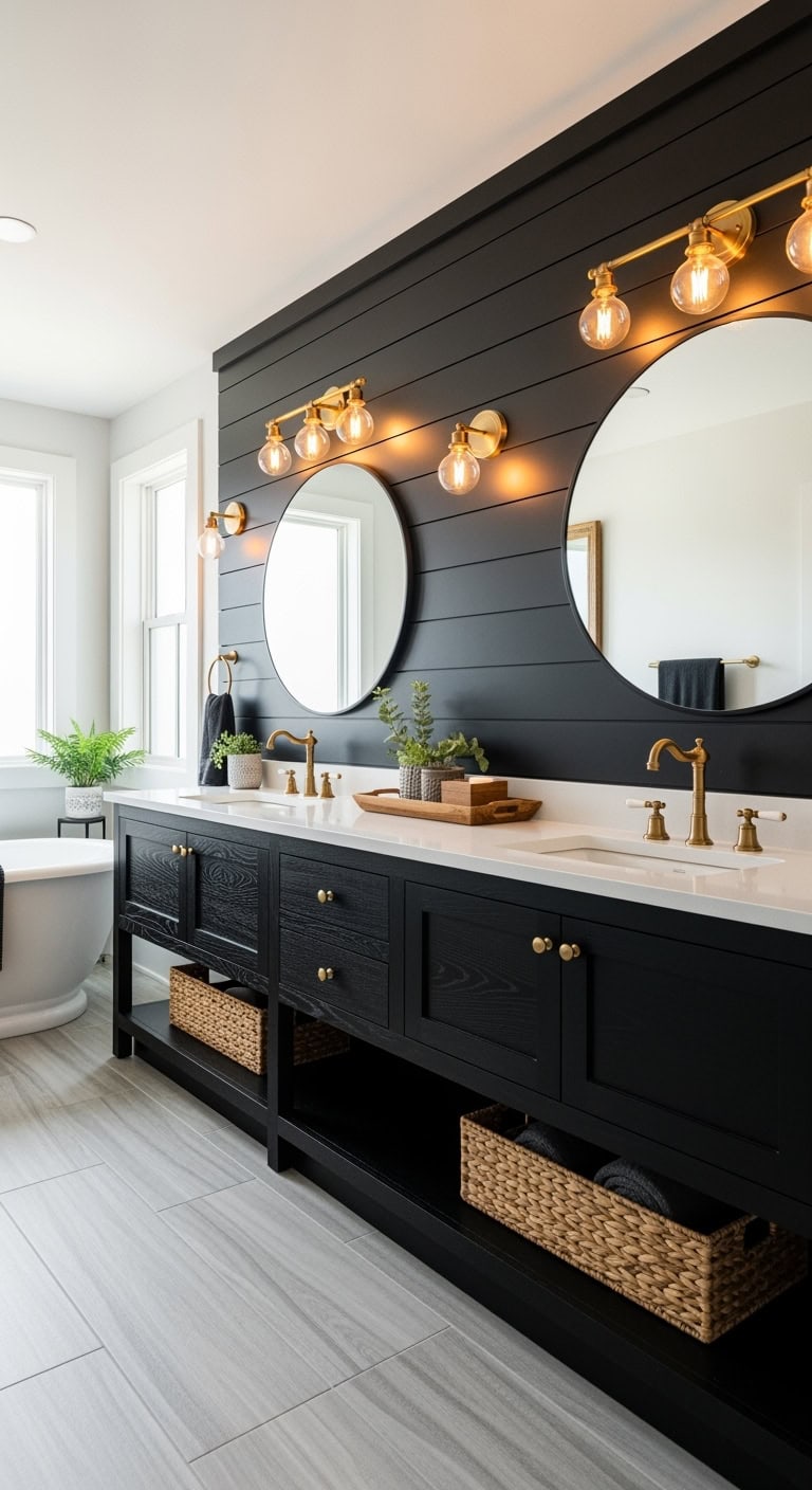 moody farmhouse inspired bathroom vanity