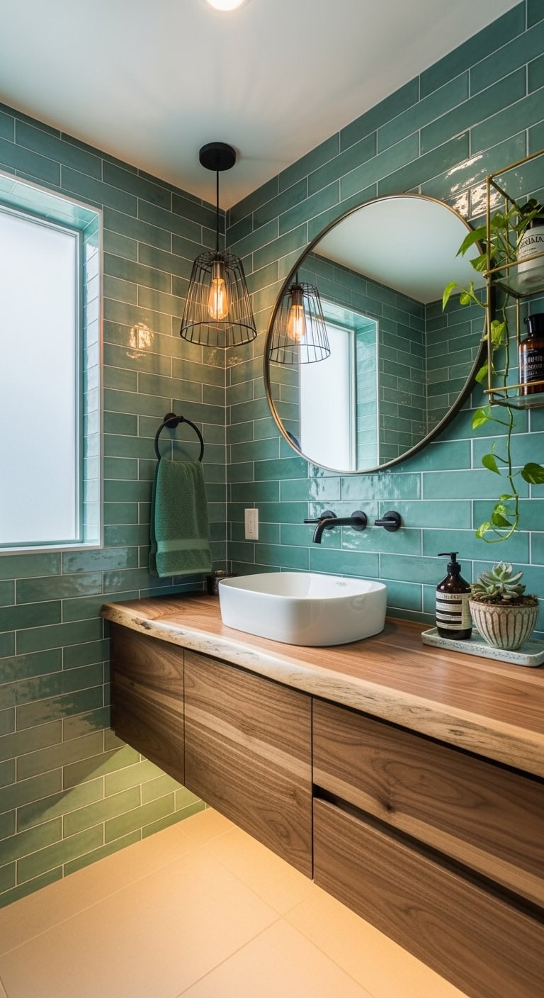 dramatic sophisticated jewel toned powder room