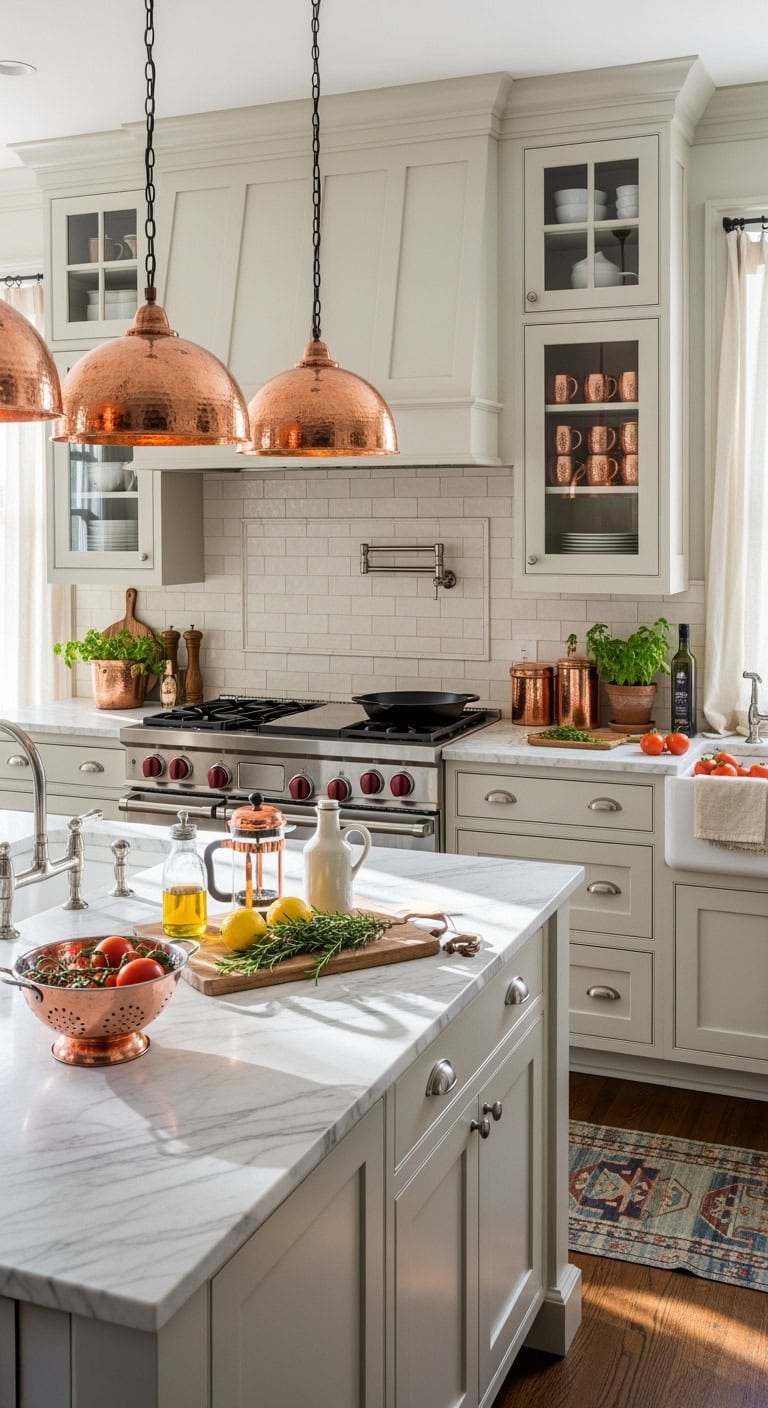 warm metallic pendant kitchen lighting magic