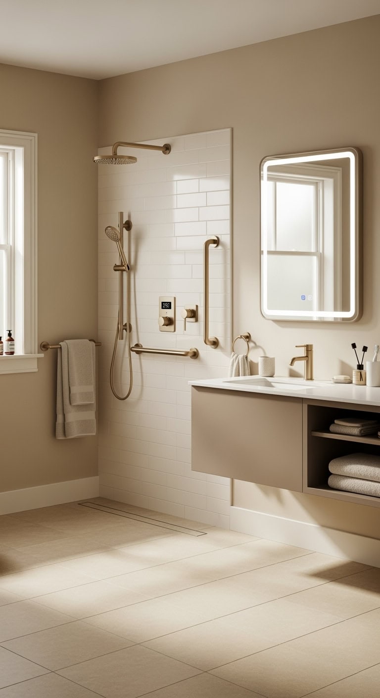 beige smart bathroom voice activated temperature control