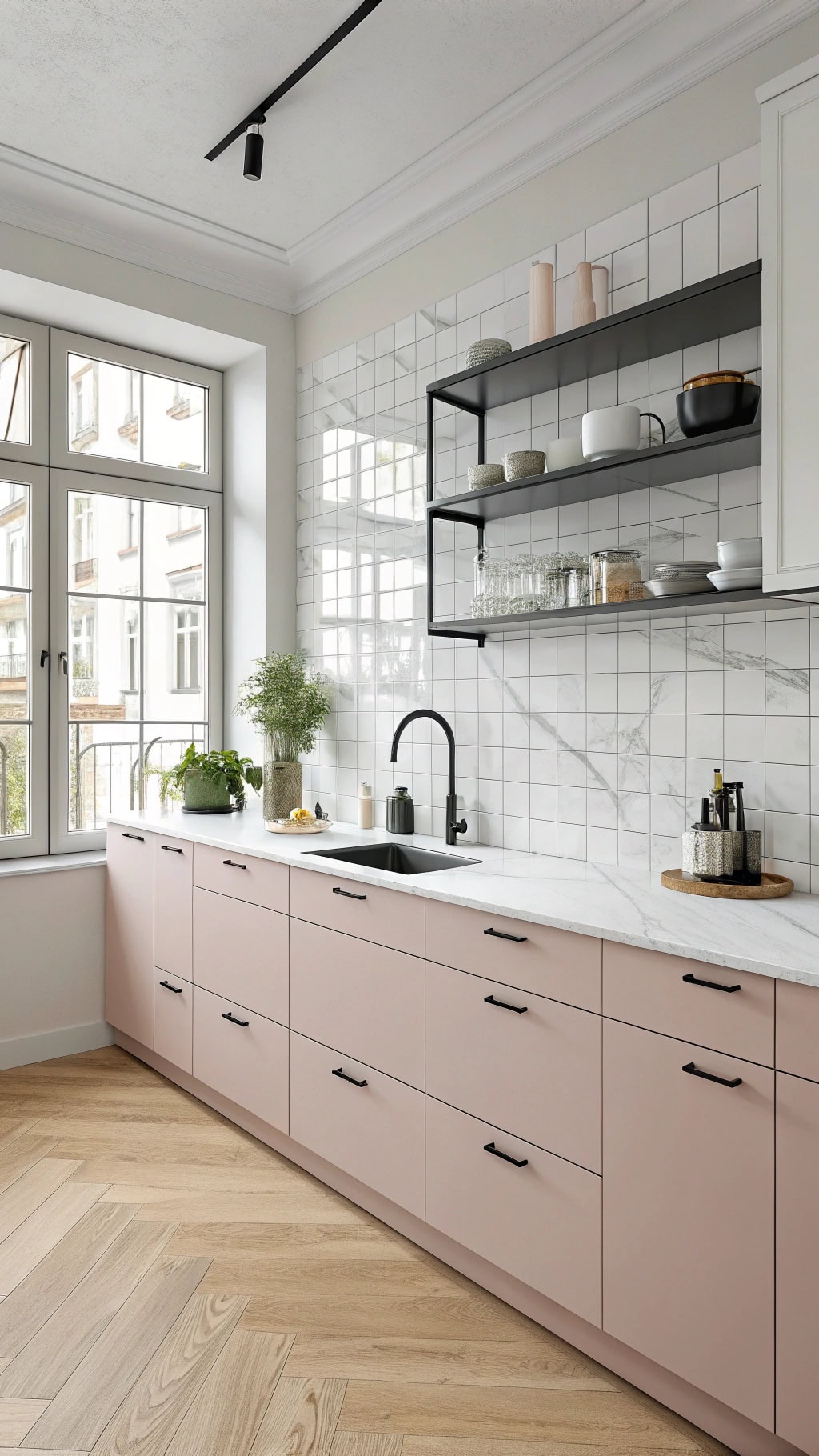 blush scandinavian kitchen elegance