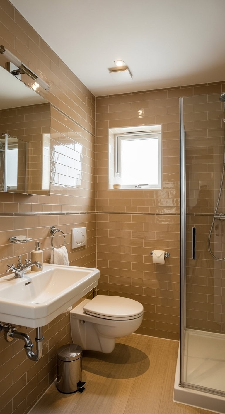 cozy timeless bright beige subway tiles