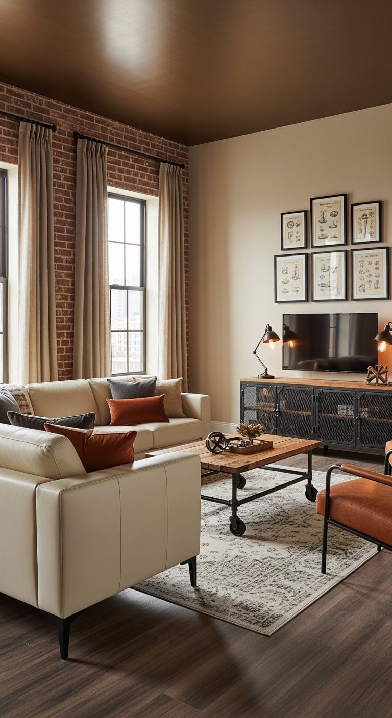 industrial chic cream leather loft
