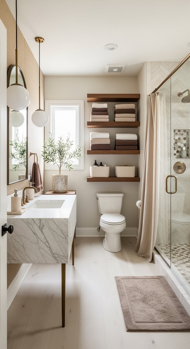 cozy neutral luxe bathroom