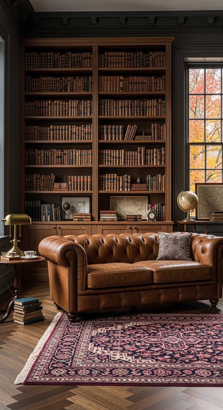 moody leather lined bookish sanctuary